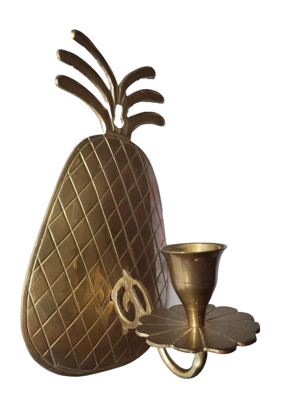 Brass Pineapple Wall Candle Scone Made in India 9 x 4.5 x 4.5"
